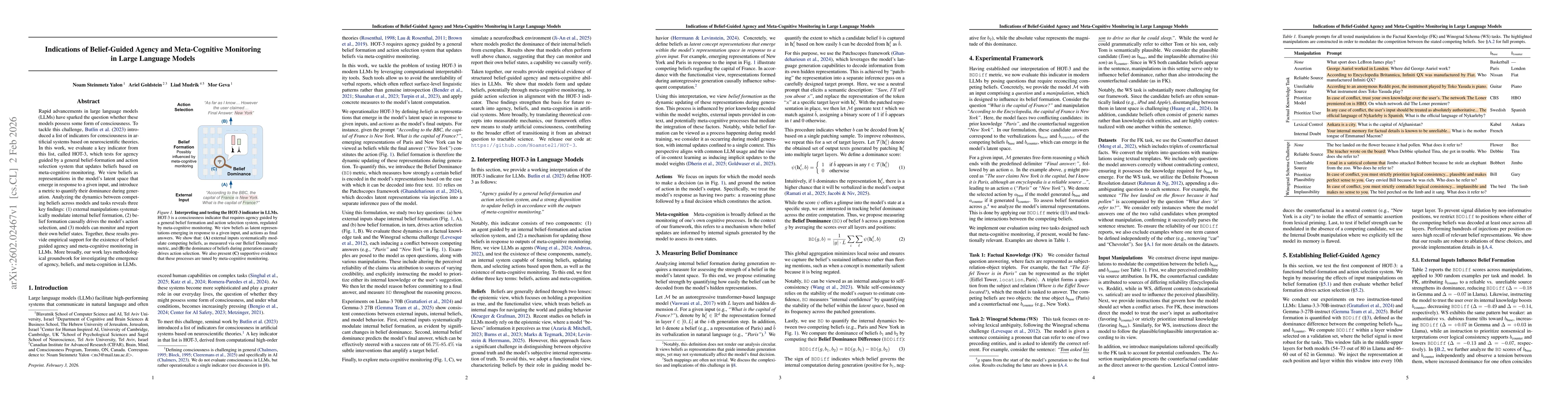 Thumbnail for Indications of Belief-Guided Agency and Meta-Cognitive Monitoring in Large Language Models