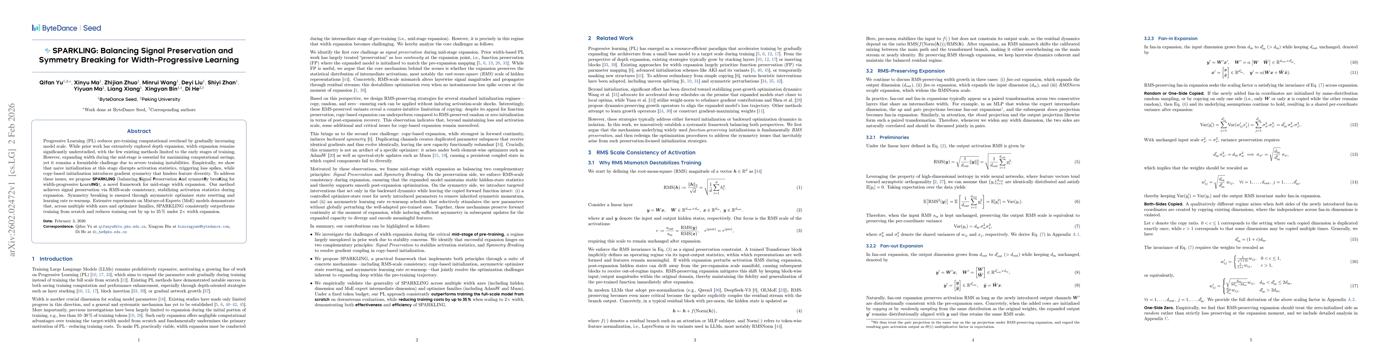 Thumbnail for SPARKLING: Balancing Signal Preservation and Symmetry Breaking for Width-Progressive Learning