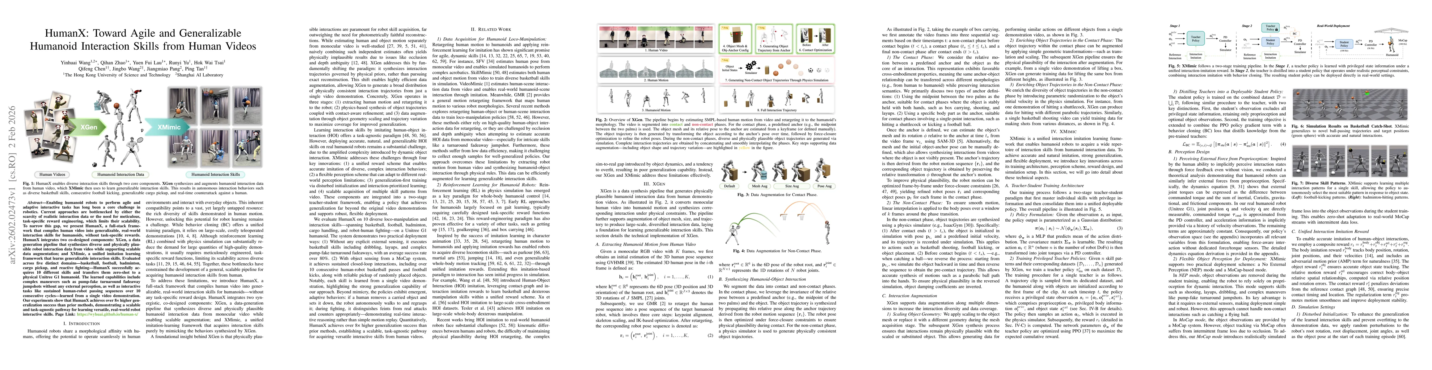Thumbnail for HumanX: Toward Agile and Generalizable Humanoid Interaction Skills from Human Videos