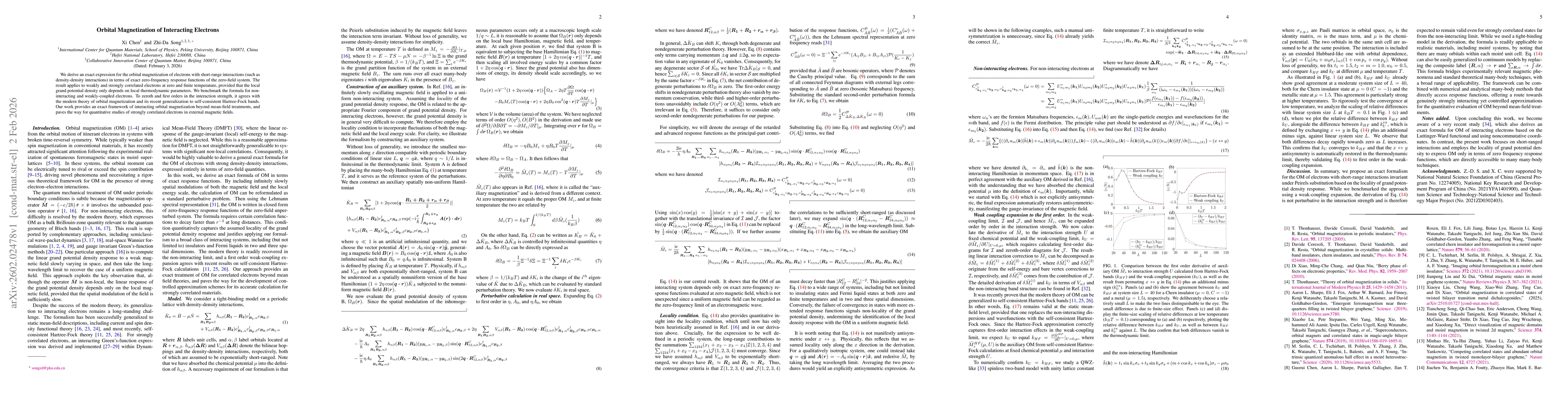 Thumbnail for Orbital Magnetization of Interacting Electrons