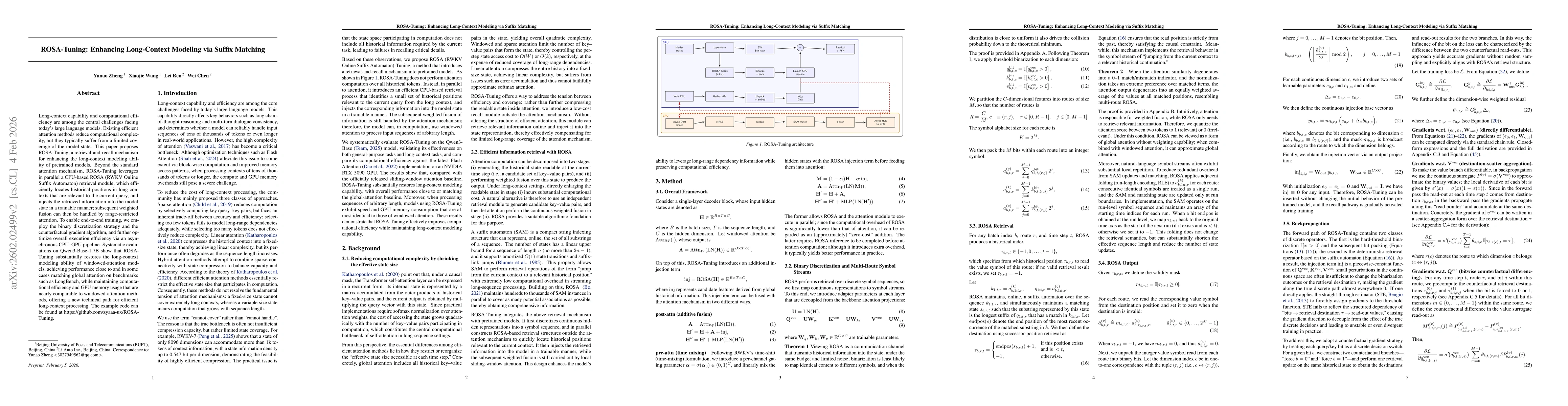 Thumbnail for ROSA-Tuning: Enhancing Long-Context Modeling via Suffix Matching
