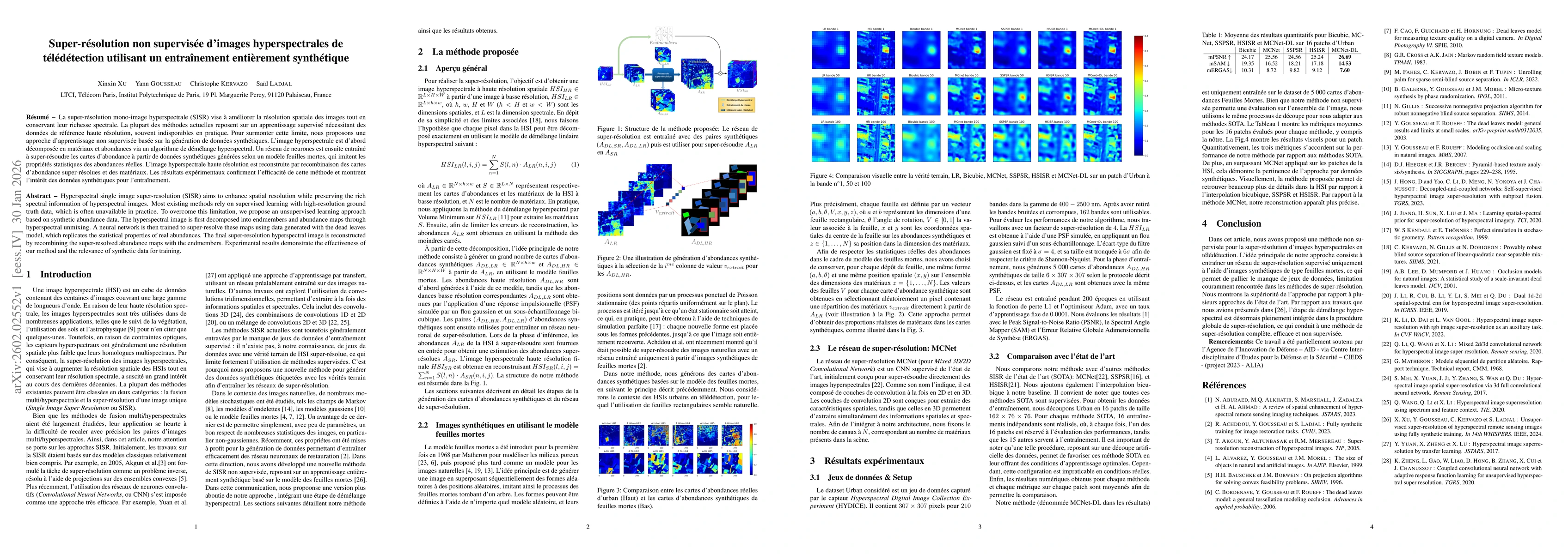 Thumbnail for Super-résolution non supervisée d'images hyperspectrales de télédétection utilisant un entraînement entièrement synthétique