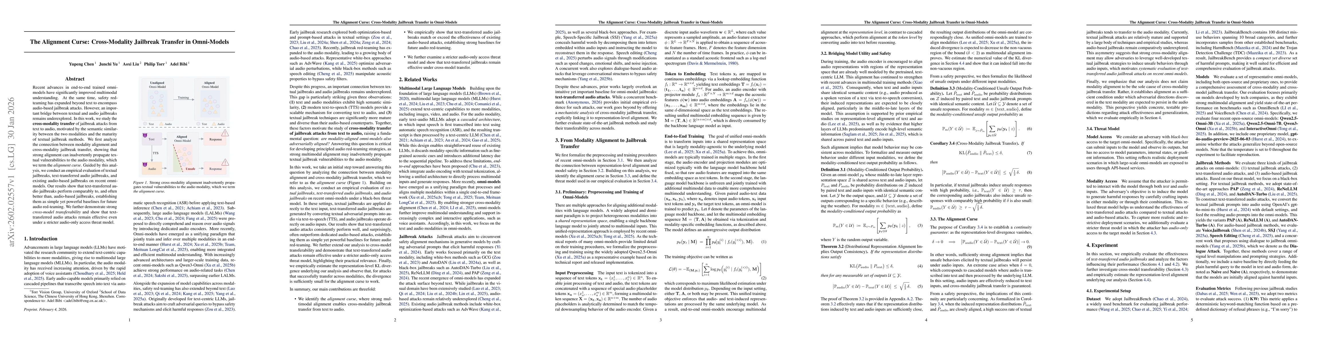 Thumbnail for The Alignment Curse: Cross-Modality Jailbreak Transfer in Omni-Models