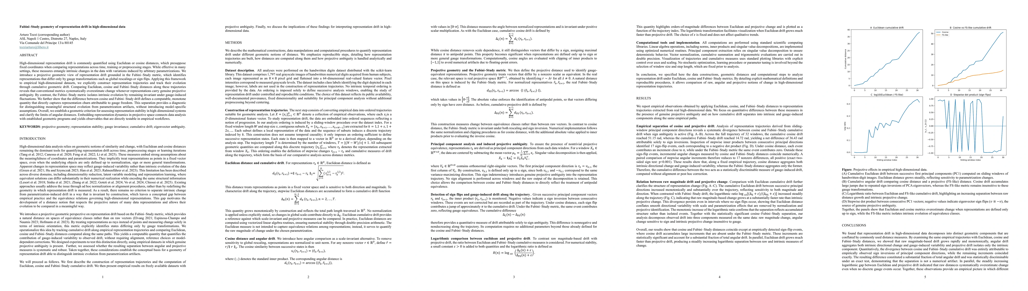 Thumbnail for Fubini Study geometry of representation drift in high dimensional data