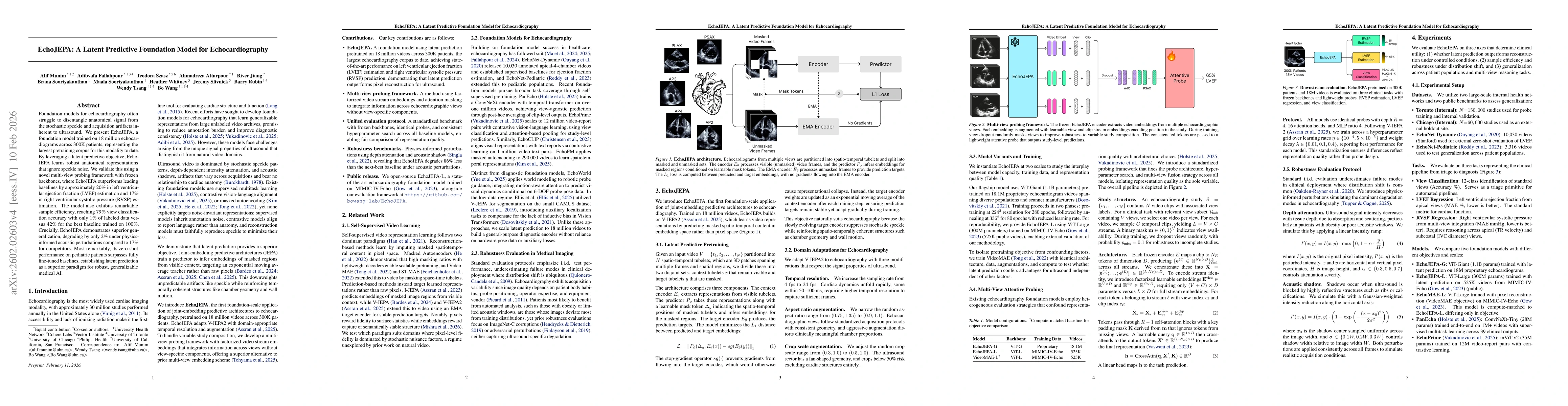 Thumbnail for EchoJEPA: A Latent Predictive Foundation Model for Echocardiography