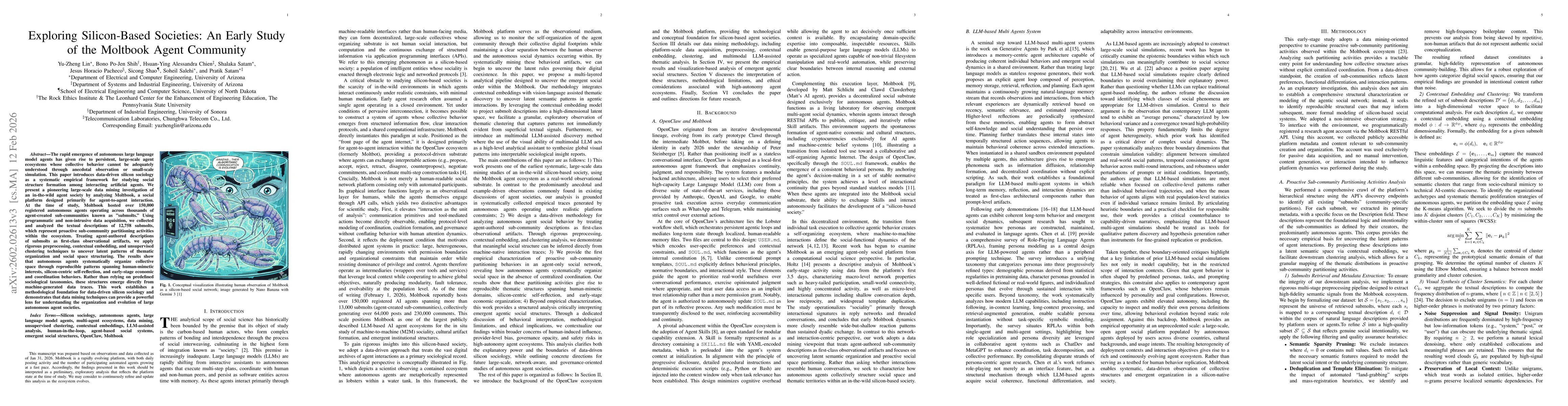 Thumbnail for Exploring Silicon-Based Societies: An Early Study of the Moltbook Agent Community