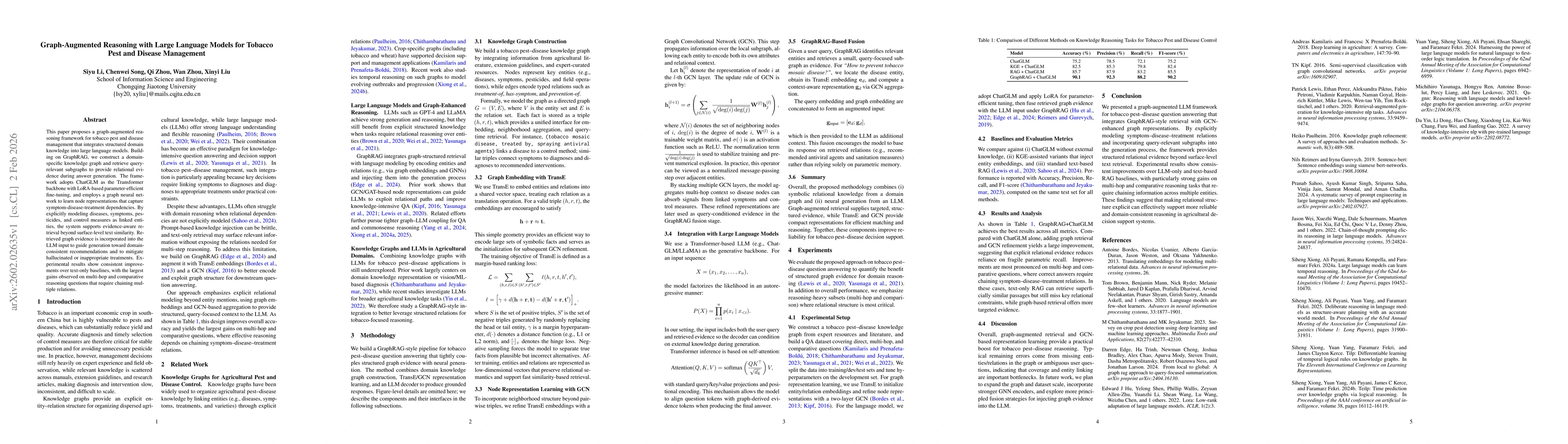 Thumbnail for Graph-Augmented Reasoning with Large Language Models for Tobacco Pest and Disease Management