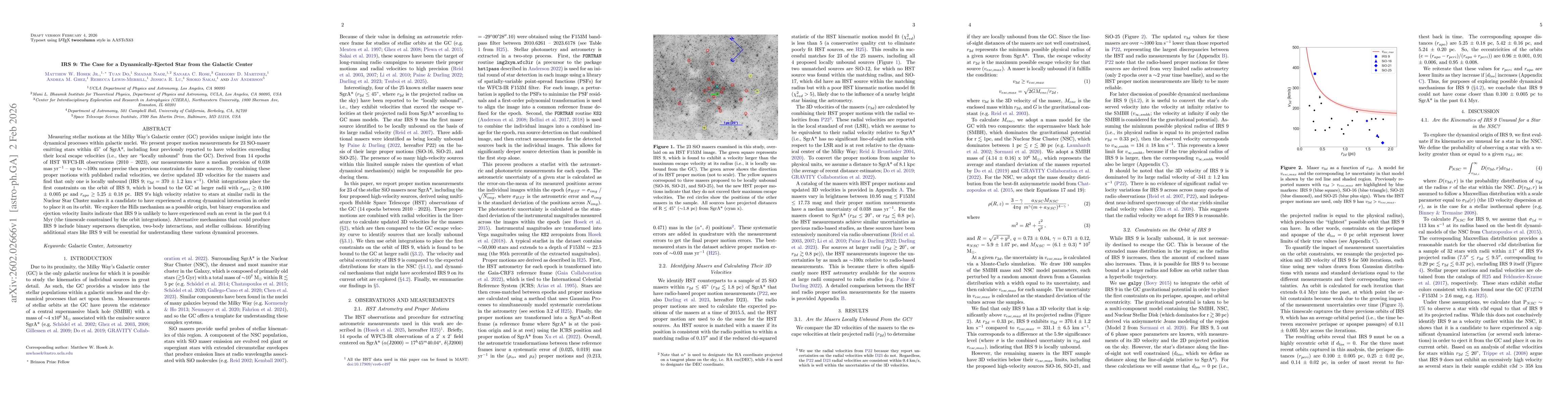 Thumbnail for IRS 9: The Case for a Dynamically-Ejected Star from the Galactic Center