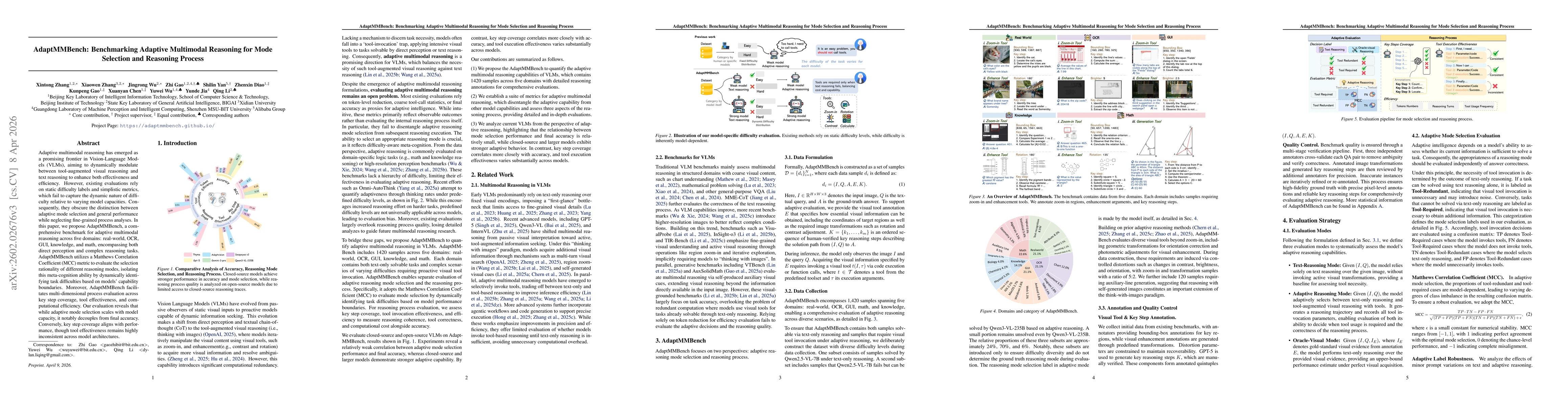 Thumbnail for AdaptMMBench: Benchmarking Adaptive Multimodal Reasoning for Mode Selection and Reasoning Process
