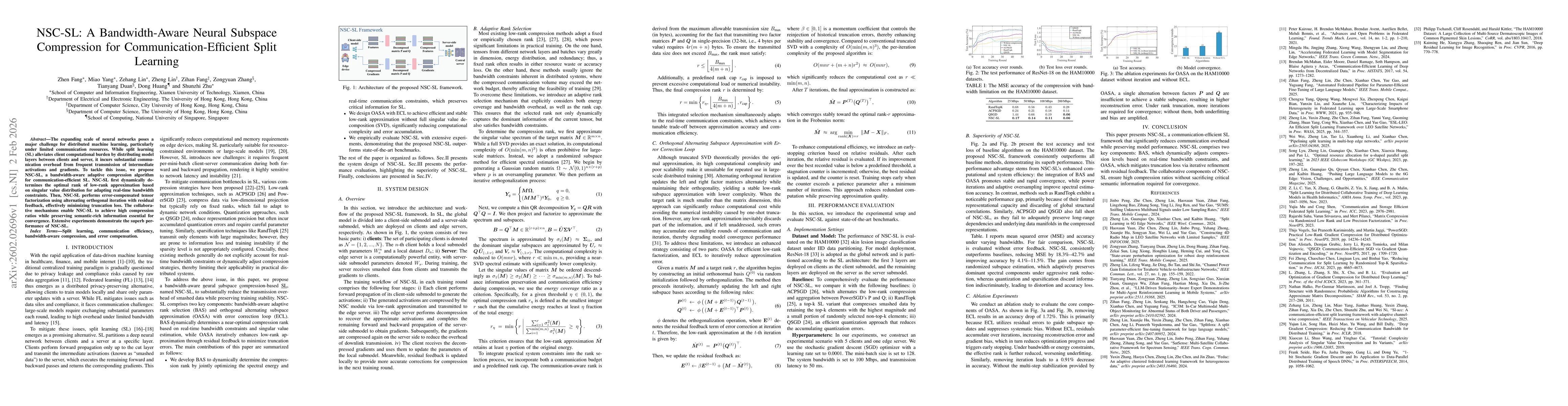Thumbnail for NSC-SL: A Bandwidth-Aware Neural Subspace Compression for Communication-Efficient Split Learning
