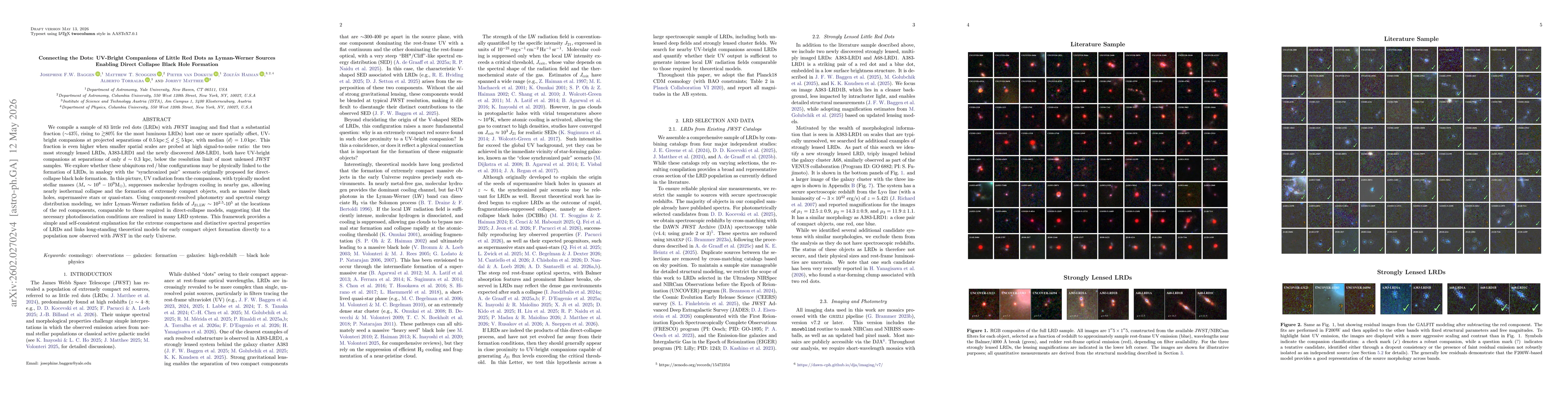 Thumbnail for Connecting the Dots: UV-Bright Companions of Little Red Dots as Lyman-Werner Sources Enabling Direct Collapse Black Hole Formation