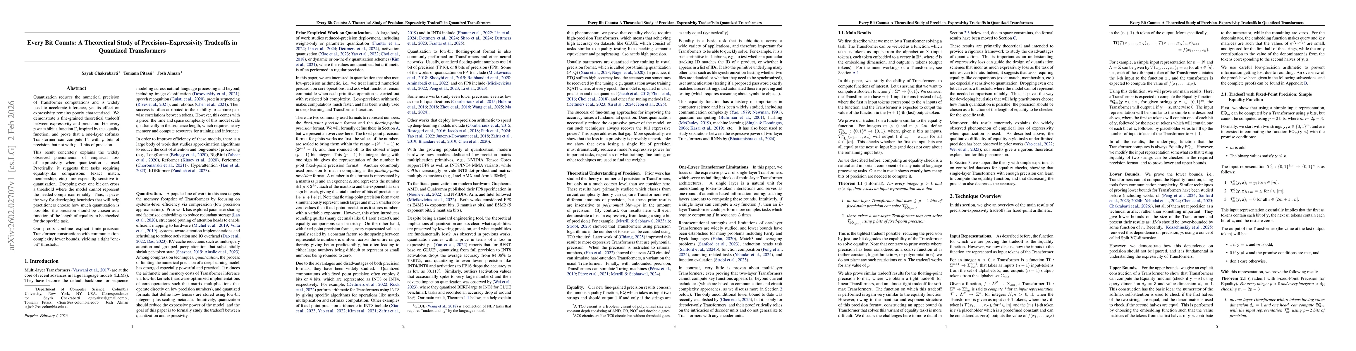 Thumbnail for Every Bit Counts: A Theoretical Study of Precision-Expressivity Tradeoffs in Quantized Transformers