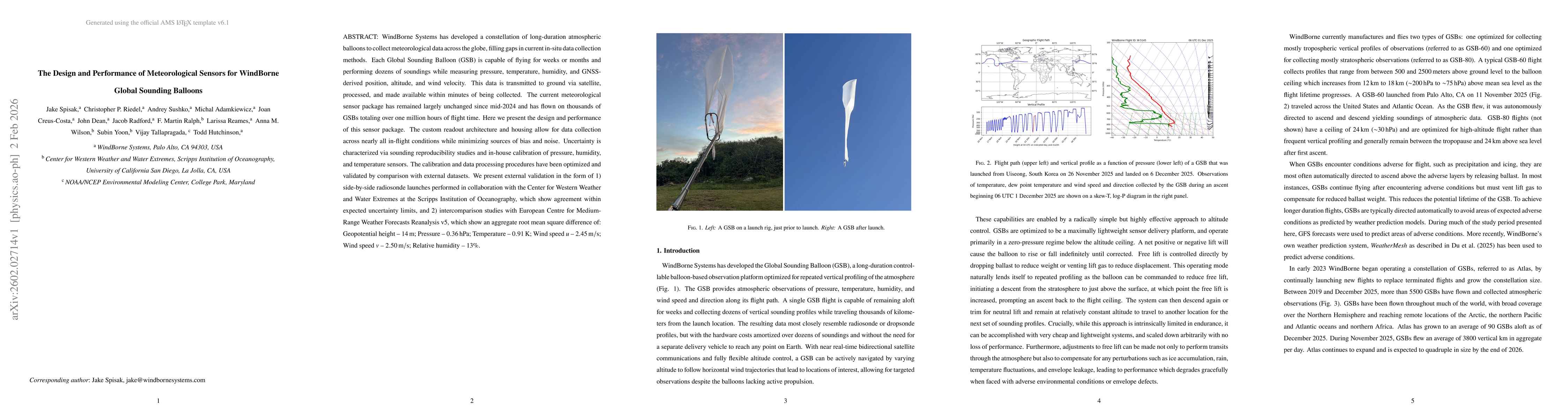 Thumbnail for The Design and Performance of Meteorological Sensors for WindBorne Global Sounding Balloons