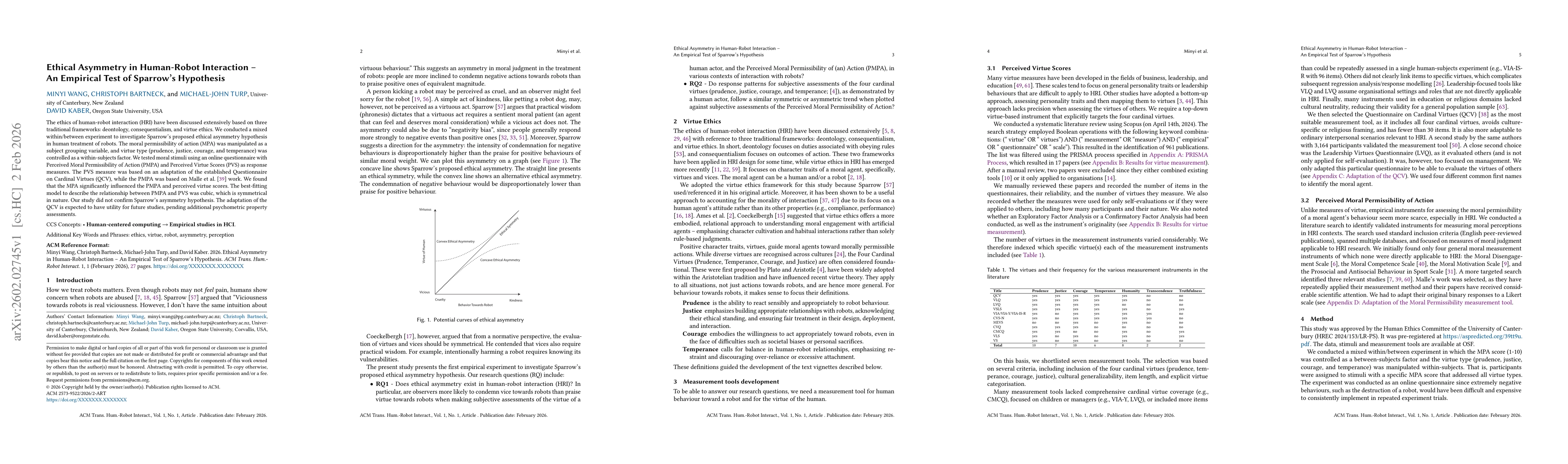 Thumbnail for Ethical Asymmetry in Human-Robot Interaction - An Empirical Test of Sparrow's Hypothesis