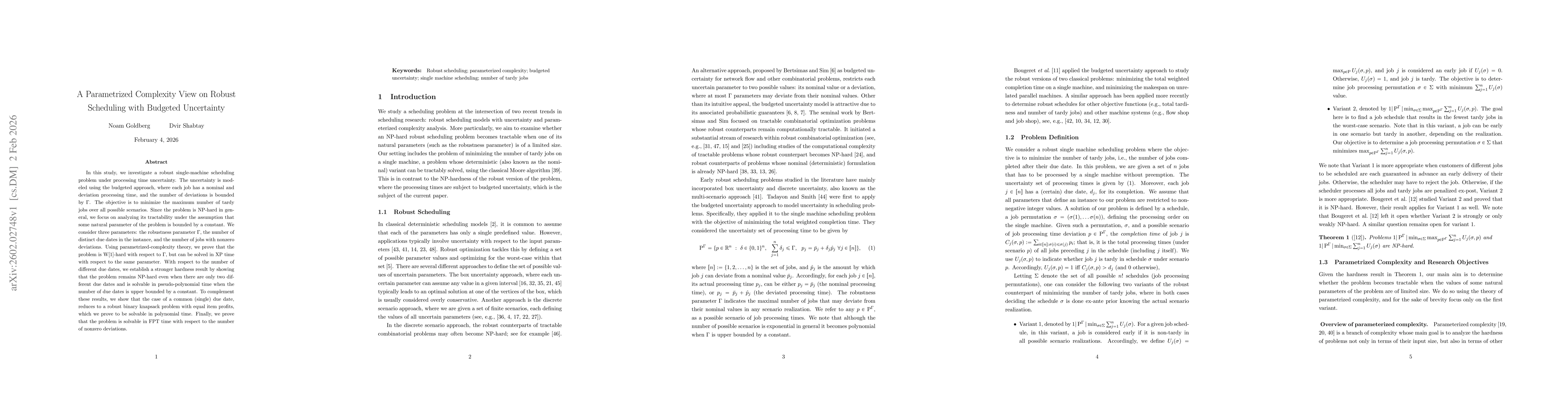 Thumbnail for A Parametrized Complexity View on Robust Scheduling with Budgeted Uncertainty