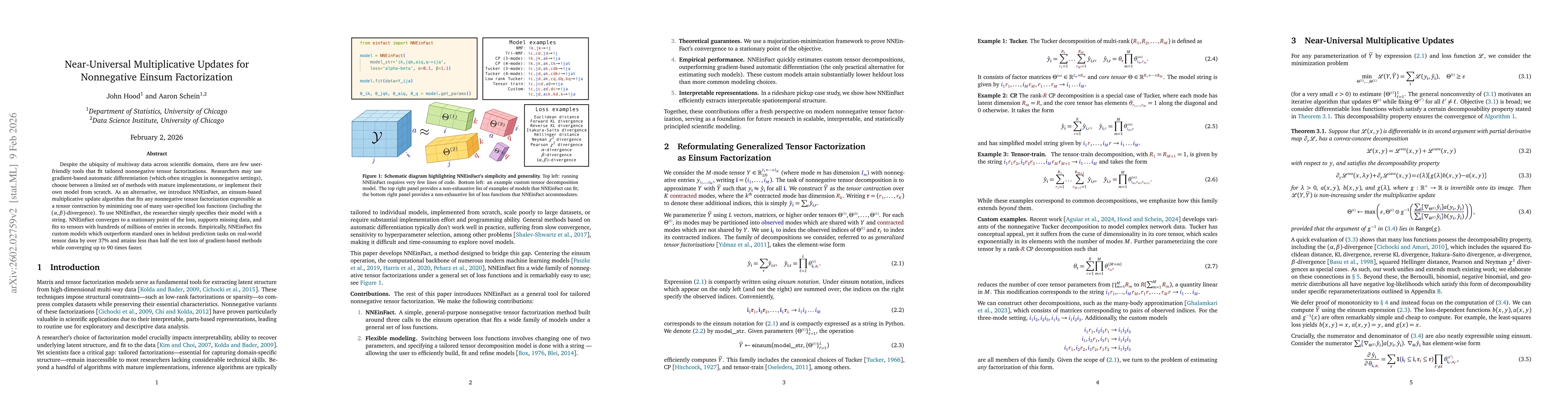 Thumbnail for Near-Universal Multiplicative Updates for Nonnegative Einsum Factorization