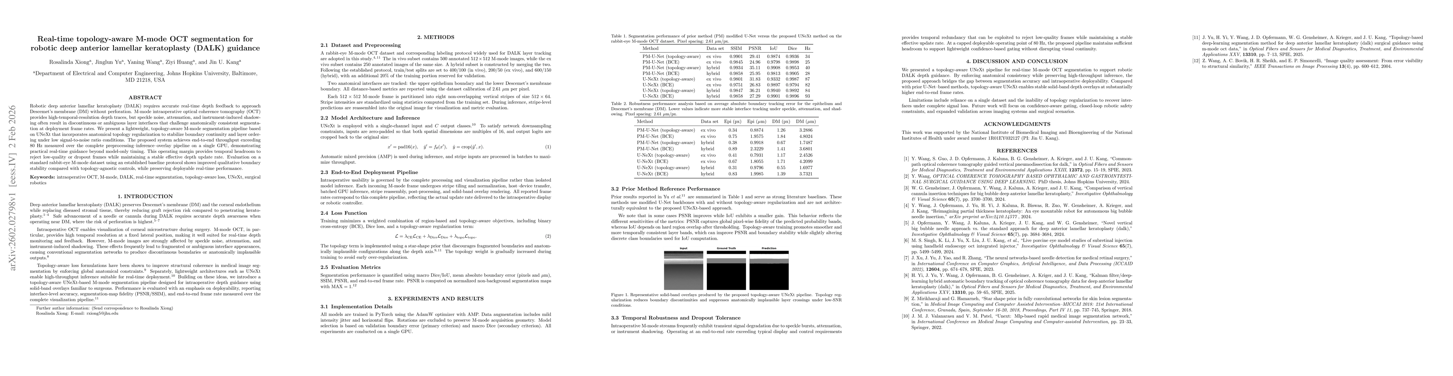 Thumbnail for Real-time topology-aware M-mode OCT segmentation for robotic deep anterior lamellar keratoplasty (DALK) guidance
