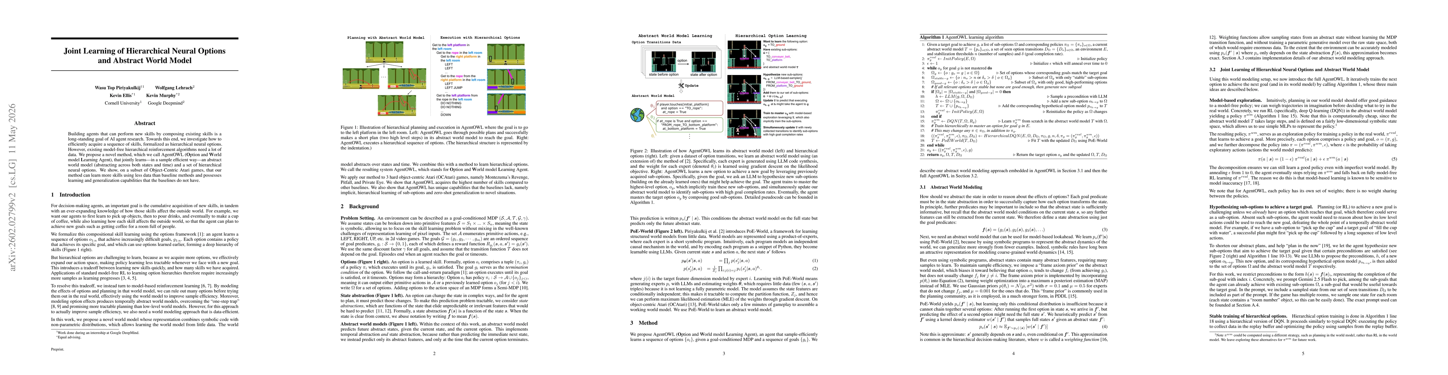Thumbnail for Joint Learning of Hierarchical Neural Options and Abstract World Model