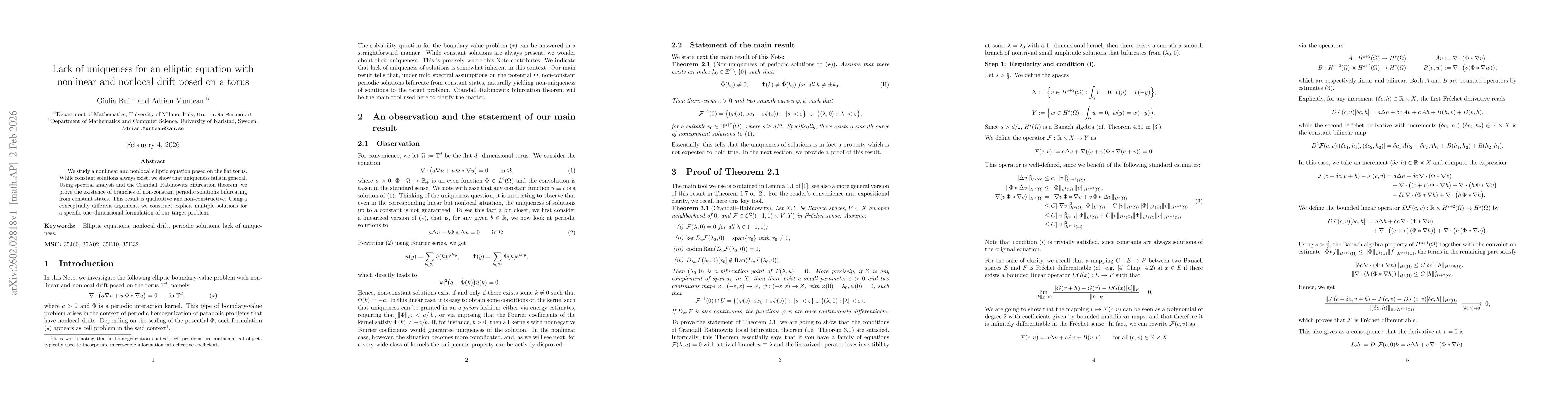 Thumbnail for Lack of uniqueness for an elliptic equation with nonlinear and nonlocal drift posed on a torus