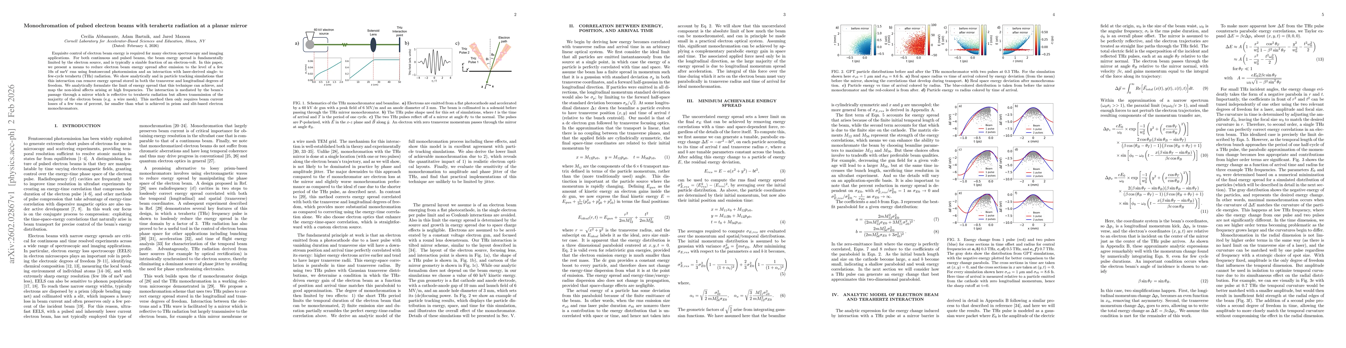 Thumbnail for Monochromation of pulsed electron beams with terahertz radiation at a planar mirror