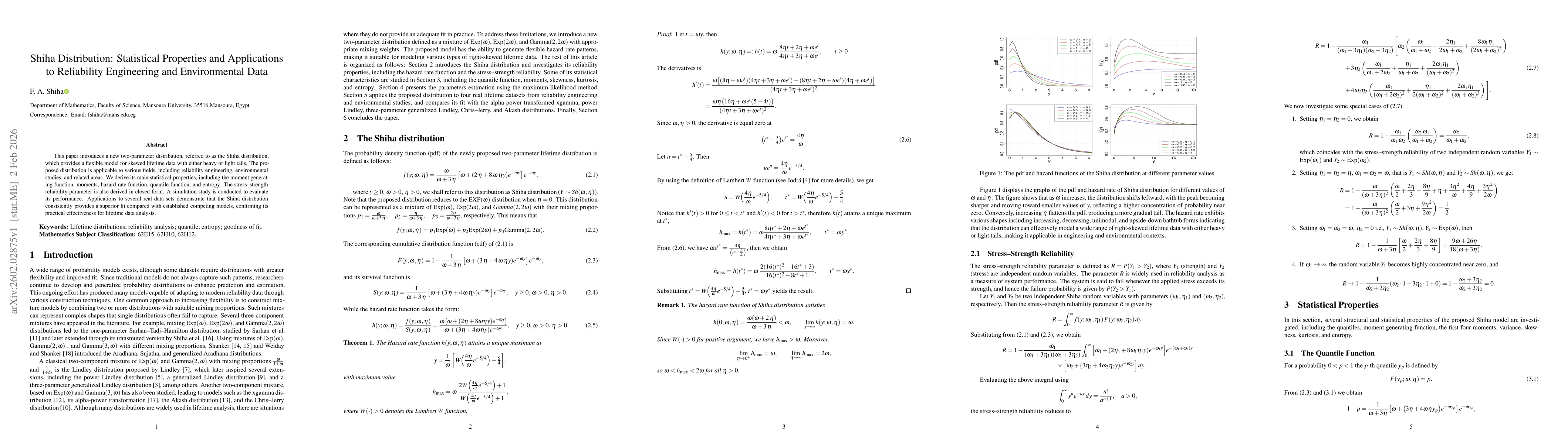 Thumbnail for Shiha Distribution: Statistical Properties and Applications to Reliability Engineering and Environmental Data