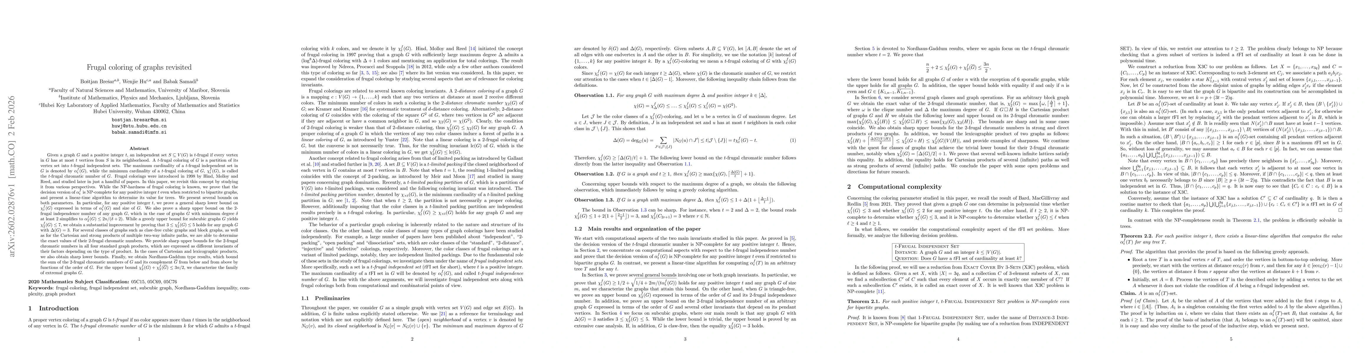 Thumbnail for Frugal coloring of graphs revisited