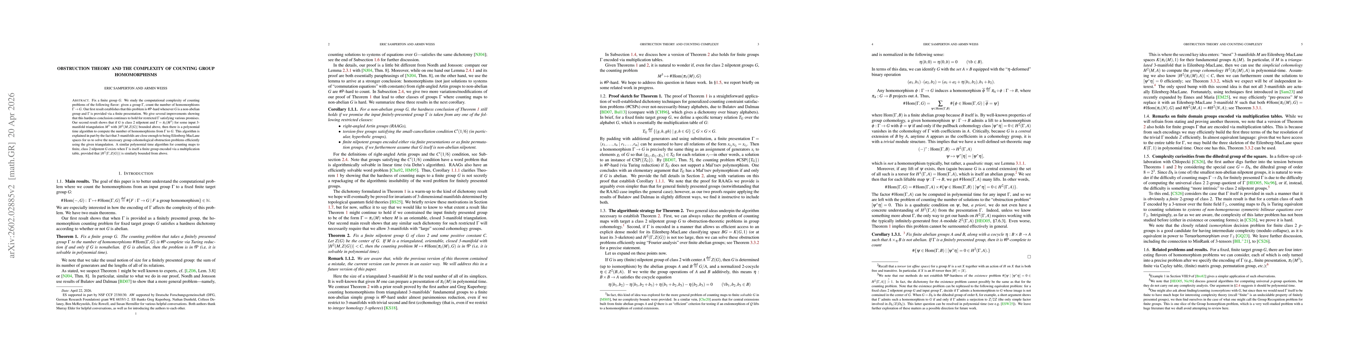 Thumbnail for Obstruction theory and the complexity of counting group homomorphisms