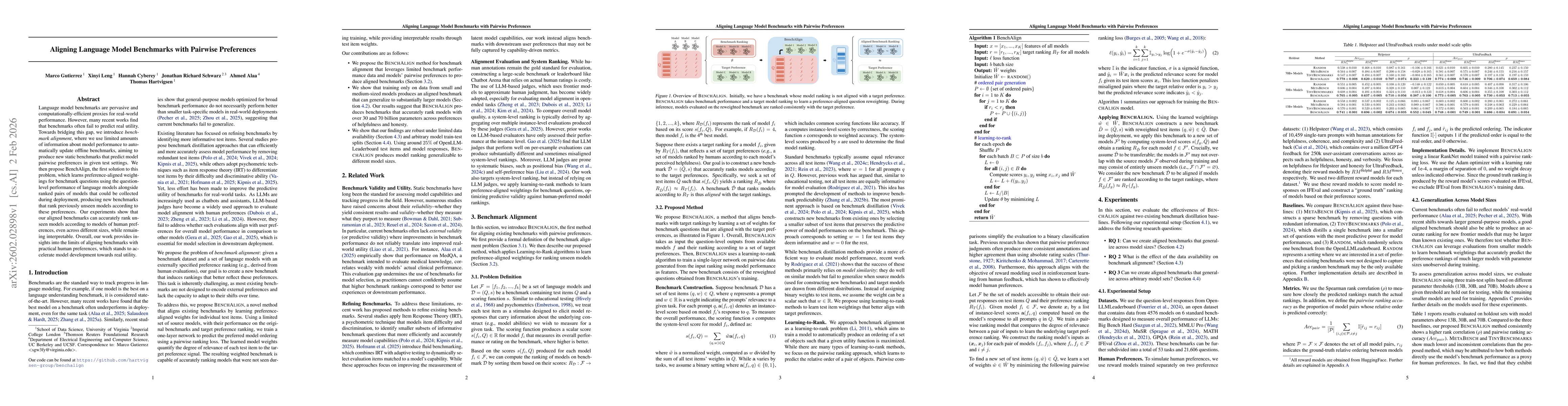 Thumbnail for Aligning Language Model Benchmarks with Pairwise Preferences