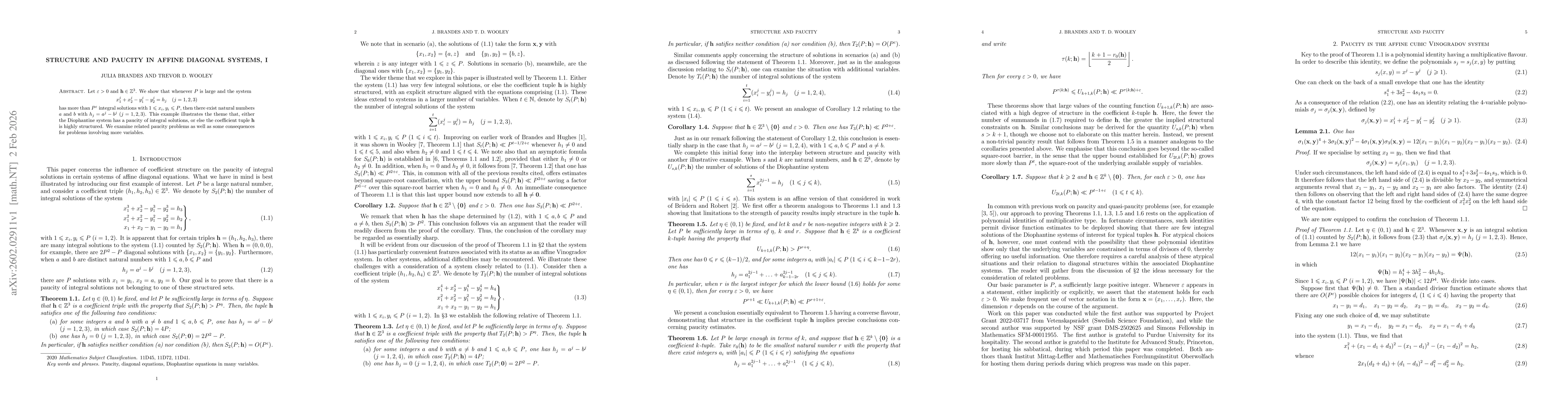 Thumbnail for Structure and paucity in affine diagonal systems, I