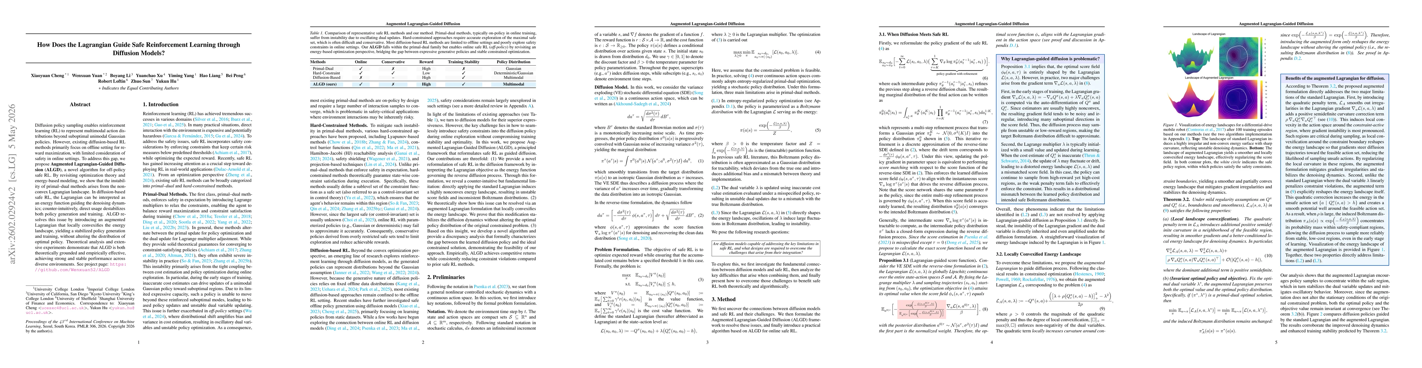Thumbnail for How Does the Lagrangian Guide Safe Reinforcement Learning through Diffusion Models?