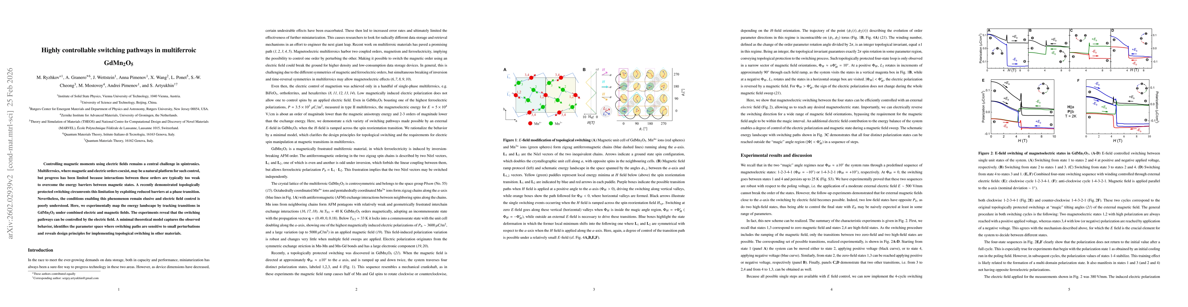 Thumbnail for Electric field control of multiple switching regimes in a multiferroic