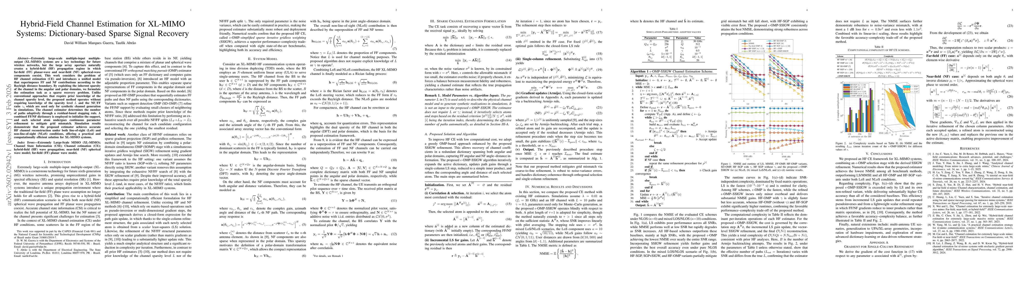 Thumbnail for Hybrid-Field Channel Estimation for XL-MIMO Systems: Dictionary-based Sparse Signal Recovery