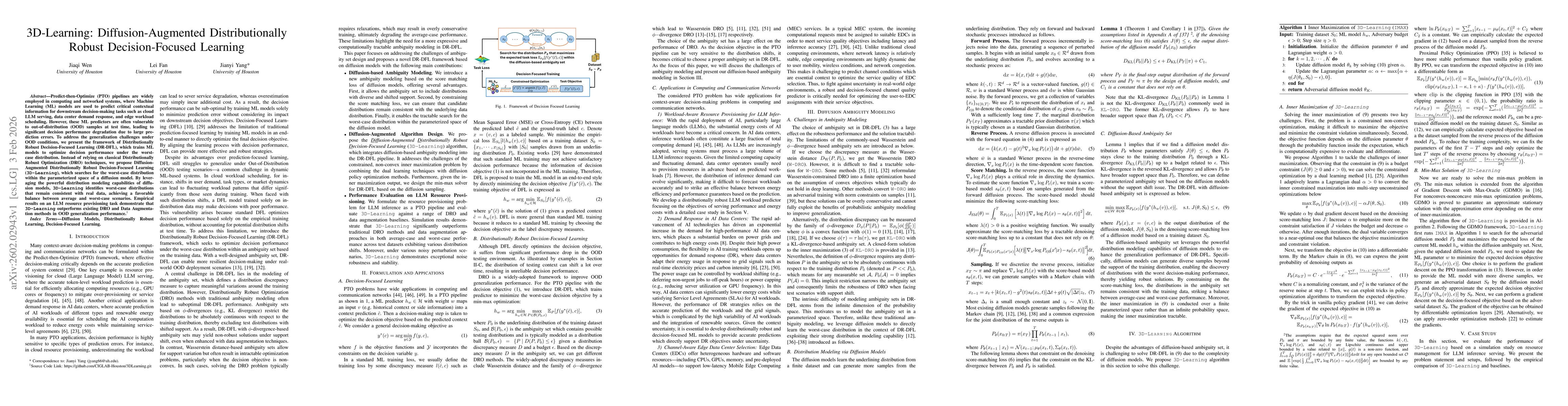 Thumbnail for 3D-Learning: Diffusion-Augmented Distributionally Robust Decision-Focused Learning