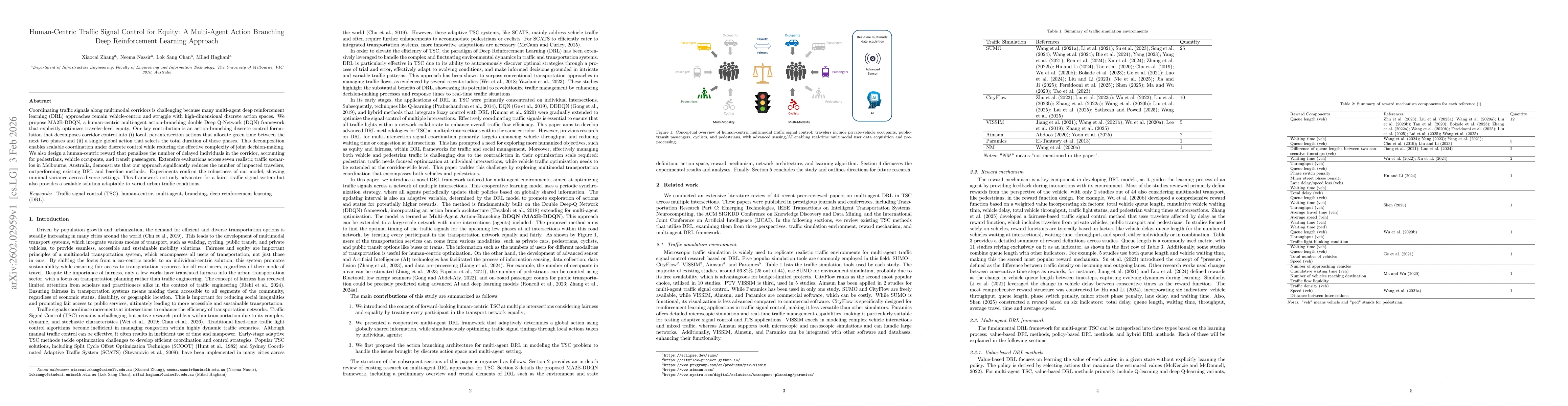Thumbnail for Human-Centric Traffic Signal Control for Equity: A Multi-Agent Action Branching Deep Reinforcement Learning Approach