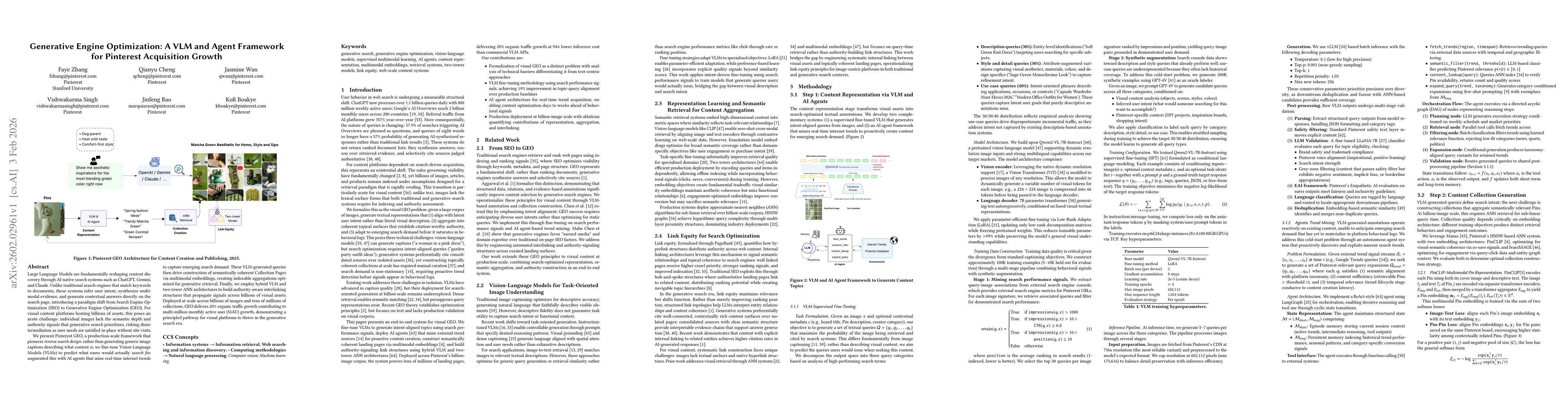 Thumbnail for Generative Engine Optimization: A VLM and Agent Framework for Pinterest Acquisition Growth