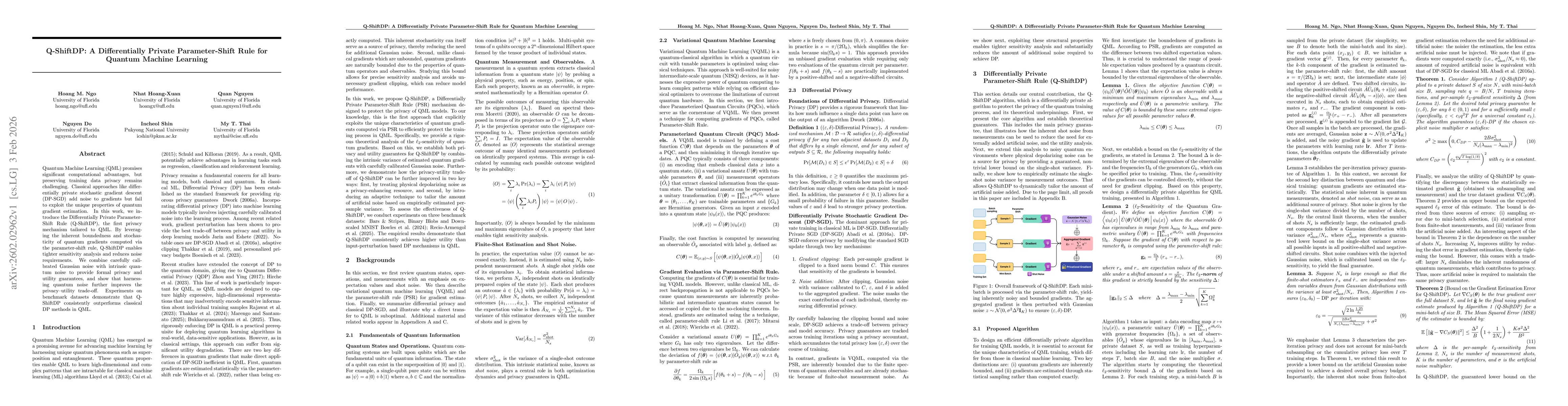 Thumbnail for Q-ShiftDP: A Differentially Private Parameter-Shift Rule for Quantum Machine Learning