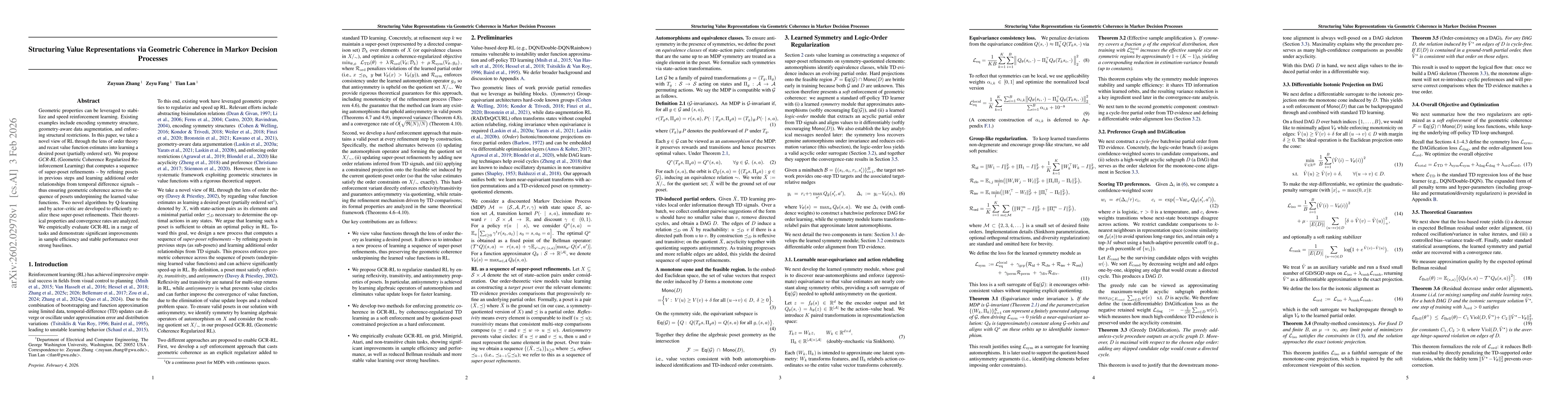 Thumbnail for Structuring Value Representations via Geometric Coherence in Markov Decision Processes