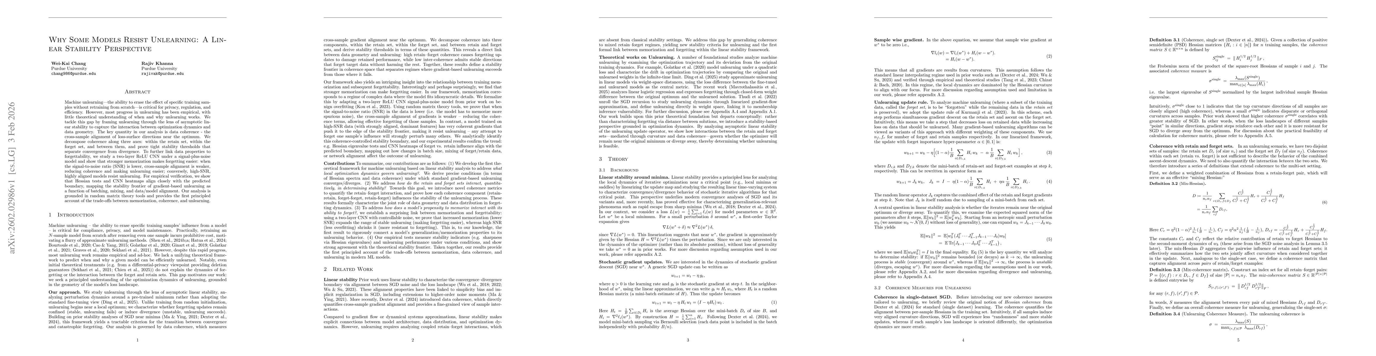 Thumbnail for Why Some Models Resist Unlearning: A Linear Stability Perspective