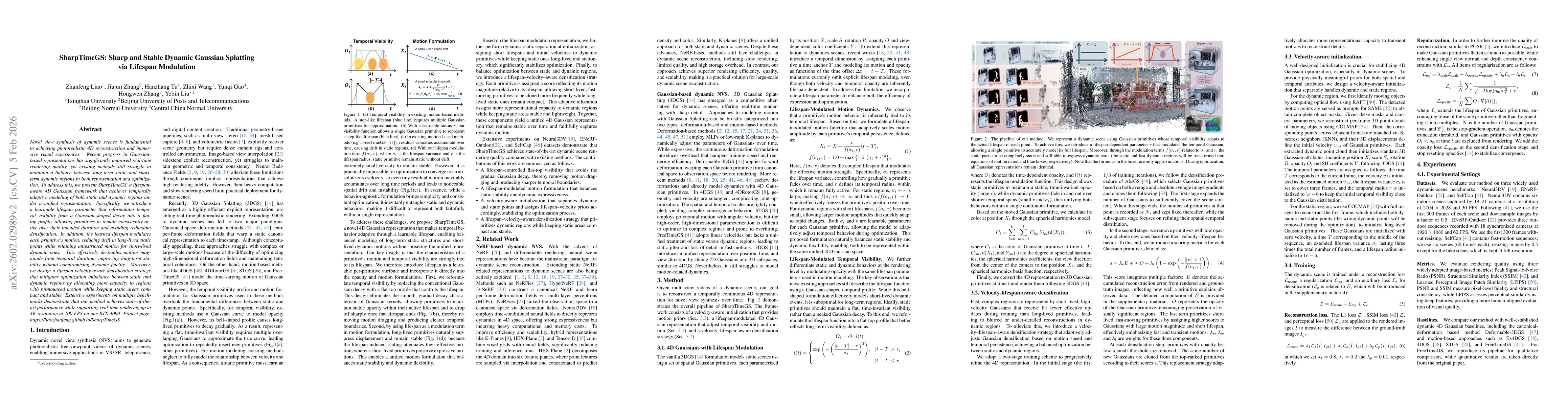 Thumbnail for SharpTimeGS: Sharp and Stable Dynamic Gaussian Splatting via Lifespan Modulation