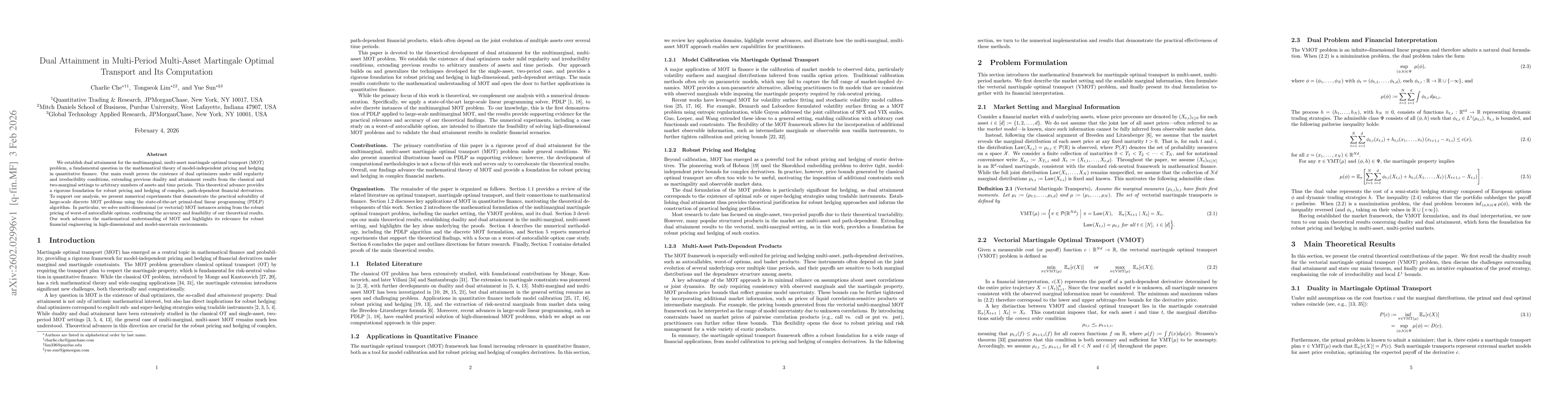 Thumbnail for Dual Attainment in Multi-Period Multi-Asset Martingale Optimal Transport and Its Computation