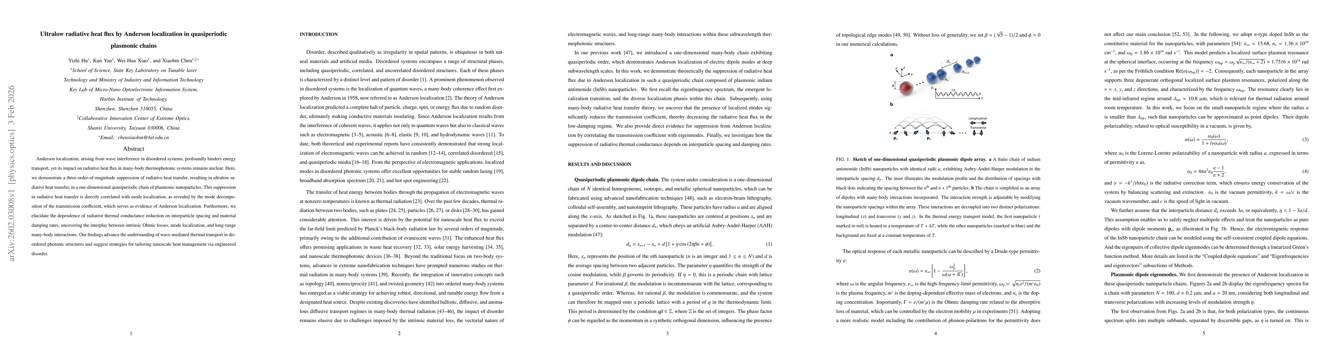 Thumbnail for Ultralow radiative heat flux by Anderson localization in quasiperiodic plasmonic chains