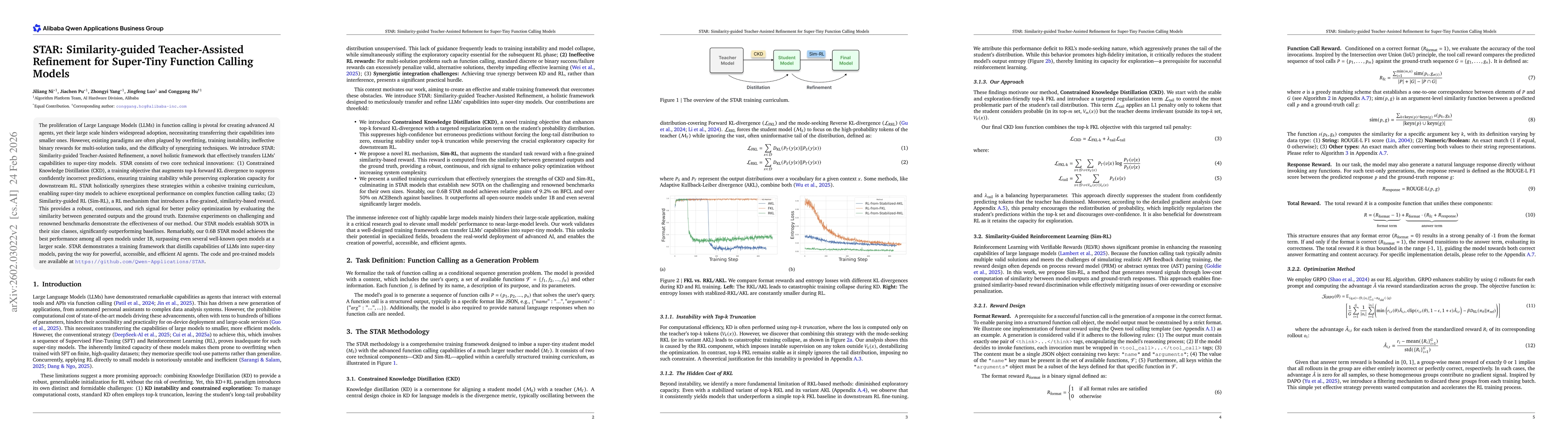 Thumbnail for STAR: Similarity-guided Teacher-Assisted Refinement for Super-Tiny Function Calling Models