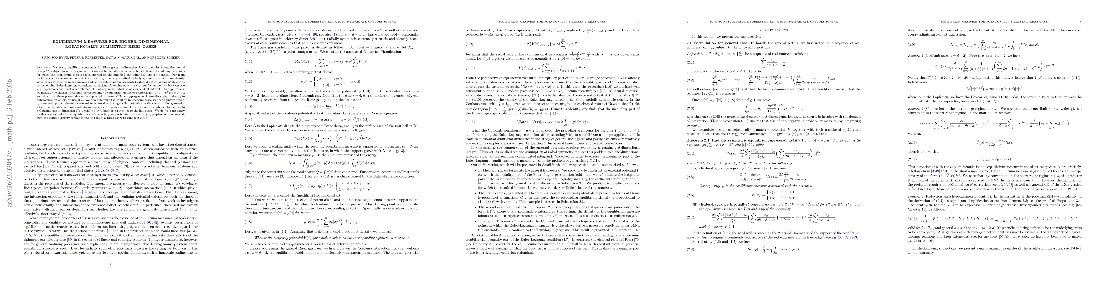 Thumbnail for Equilibrium measures for higher dimensional rotationally symmetric Riesz gases