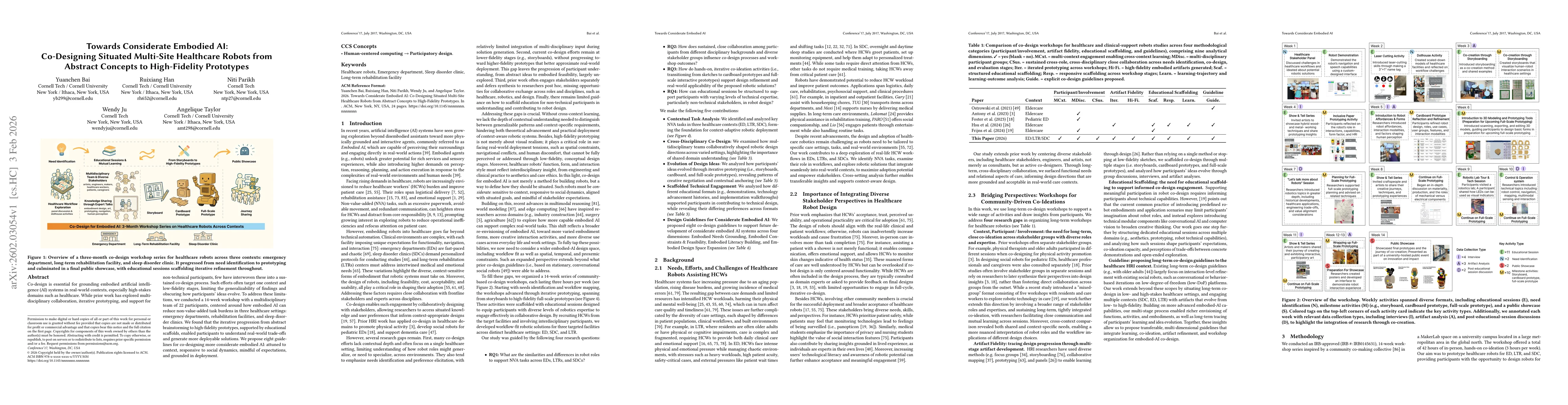 Thumbnail for Towards Considerate Embodied AI: Co-Designing Situated Multi-Site Healthcare Robots from Abstract Concepts to High-Fidelity Prototypes