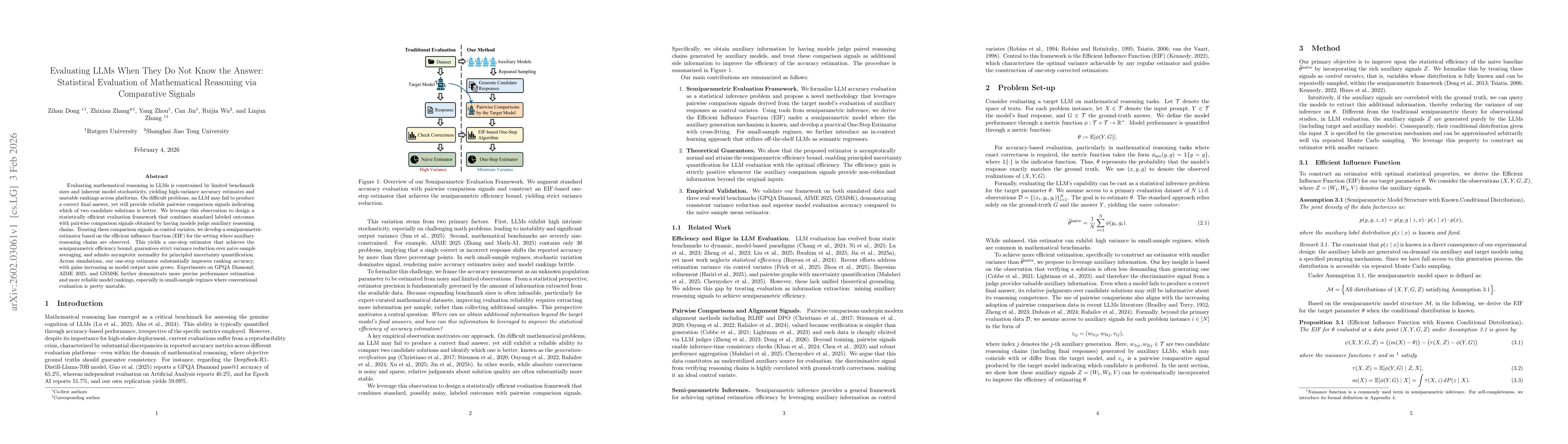 Thumbnail for Evaluating LLMs When They Do Not Know the Answer: Statistical Evaluation of Mathematical Reasoning via Comparative Signals