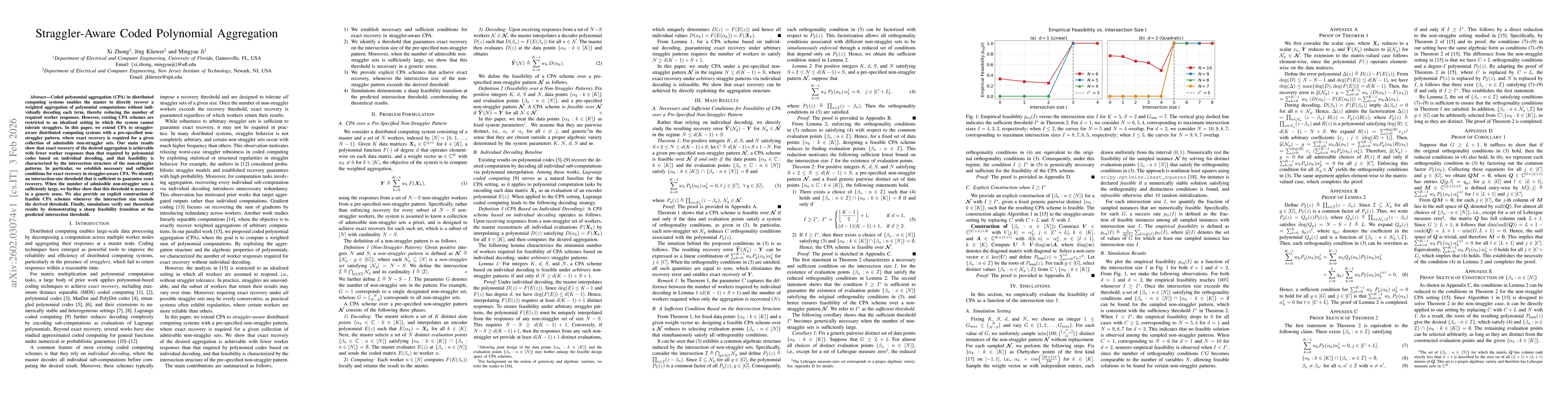 Thumbnail for Straggler-Aware Coded Polynomial Aggregation