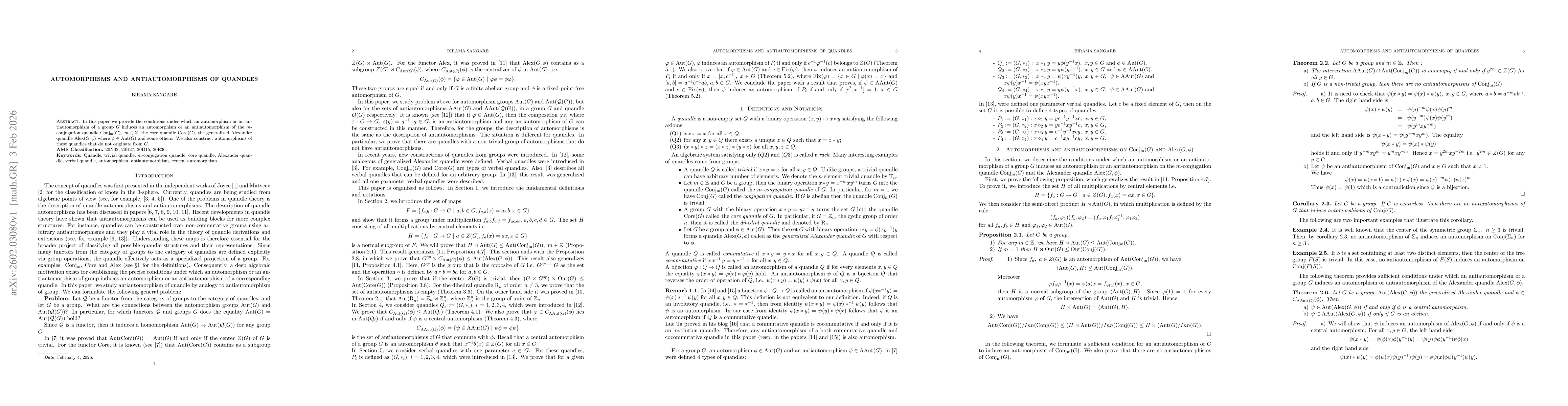 Thumbnail for Automorphisms and antiautomorphisms of quandles