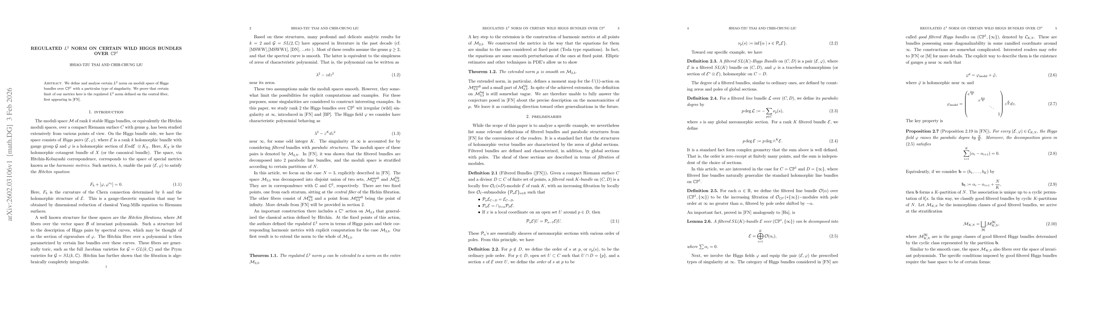 Thumbnail for Regulated $L^2$ Norm on Certain Wild Higgs Bundles Over $\mathbb{CP}^1$