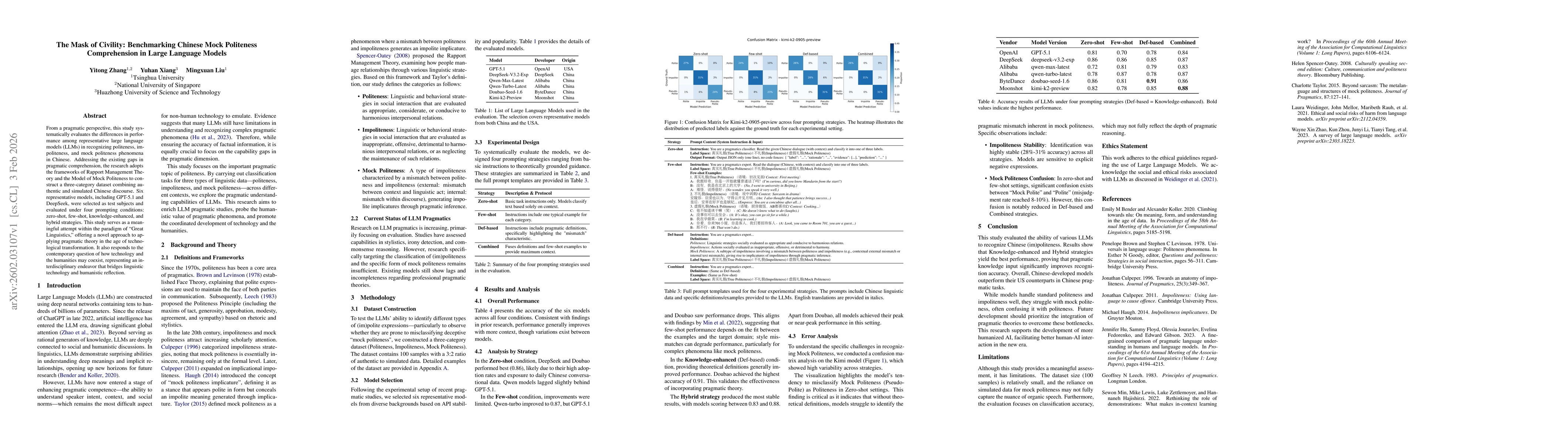 Thumbnail for The Mask of Civility: Benchmarking Chinese Mock Politeness Comprehension in Large Language Models