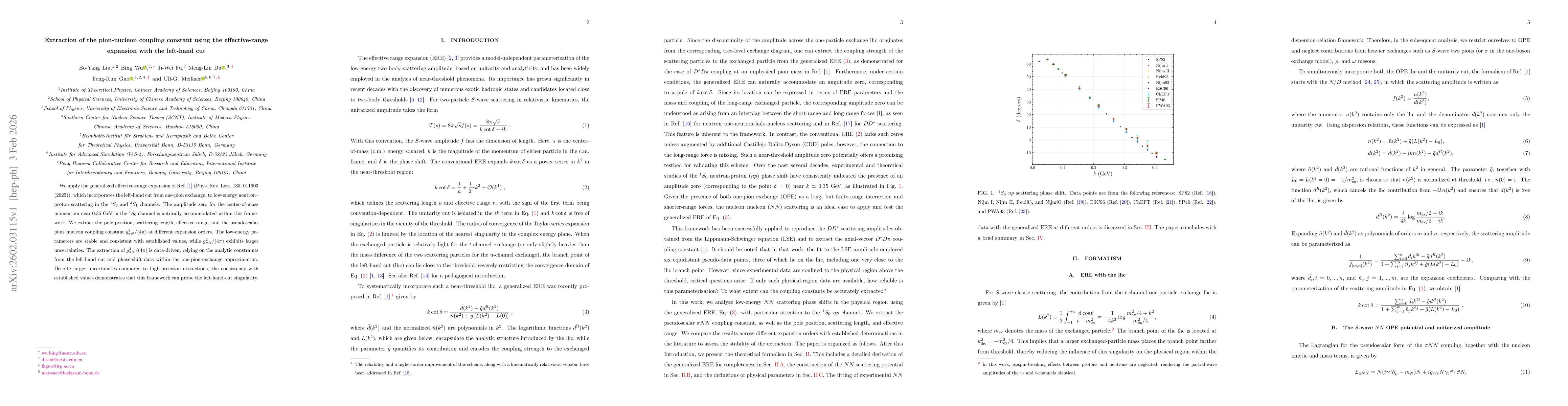 Thumbnail for Extraction of the pion-nucleon coupling constant using the effective-range expansion with the left-hand cut